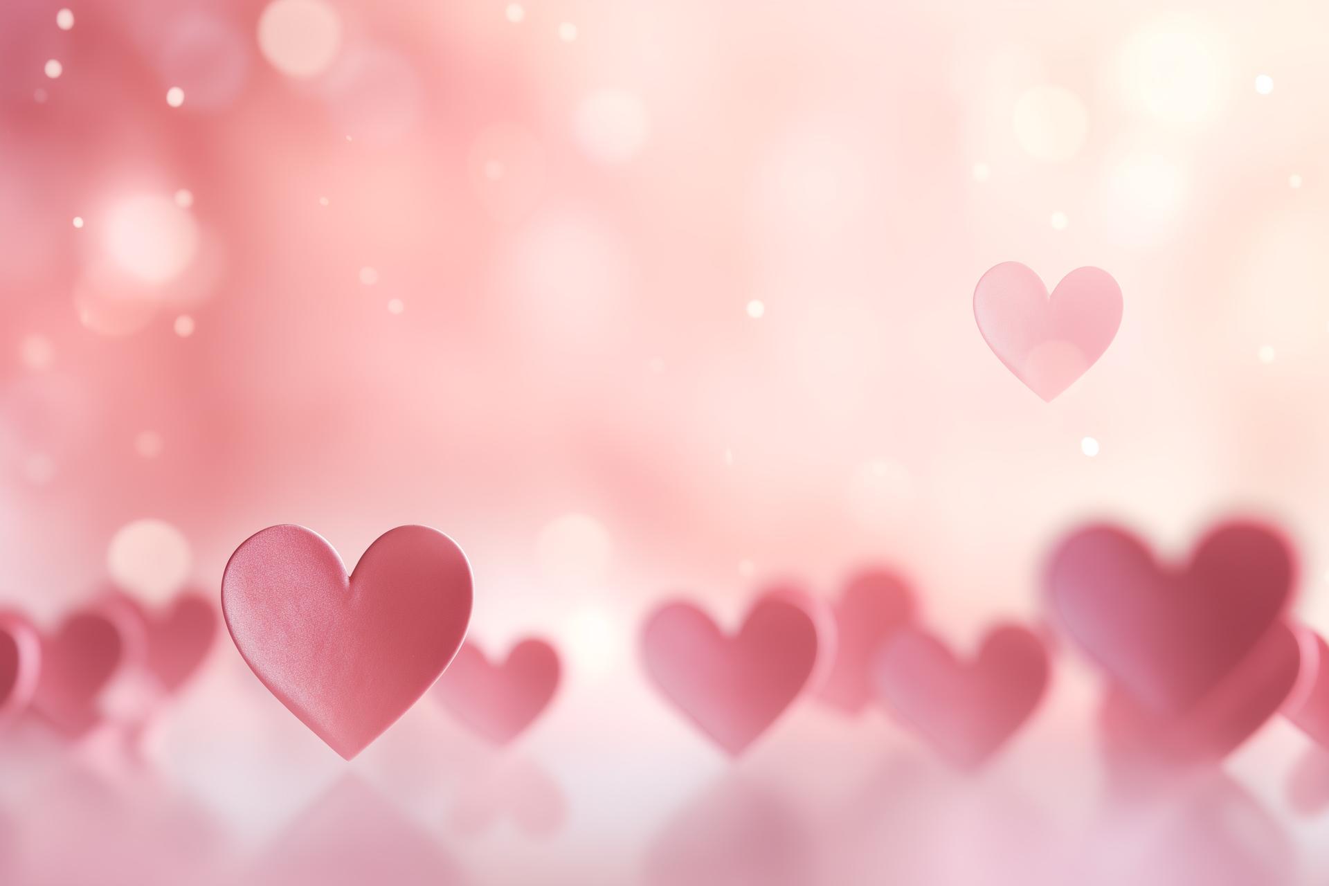 Floating Hearts on Pastel Pink
