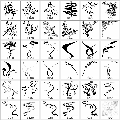 Vector Foliage - 35 Plants Brush - Schematic