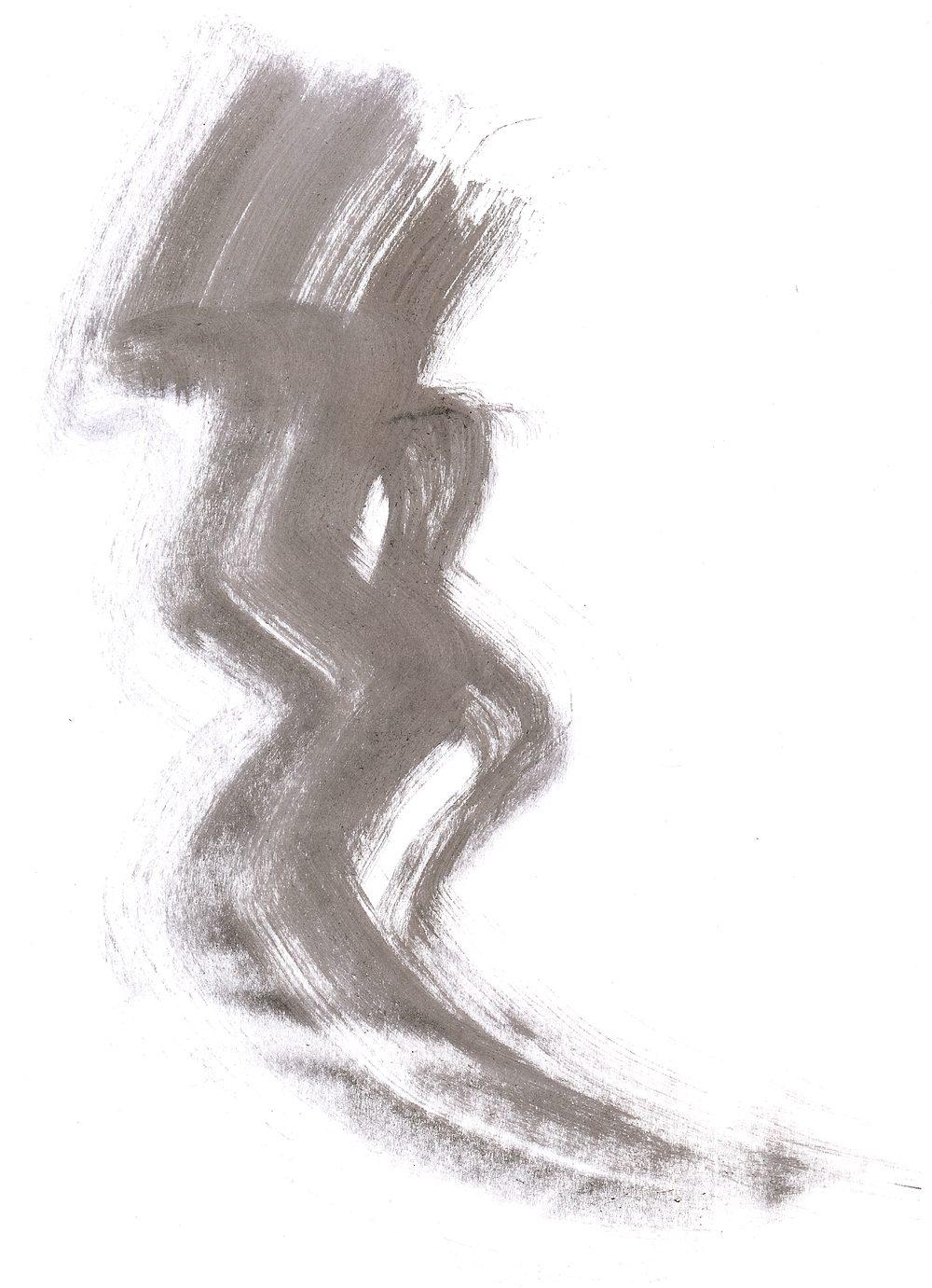 Raw scan of an ink brush stroke on white paper