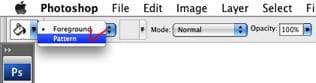 Options bar set to Pattern mode