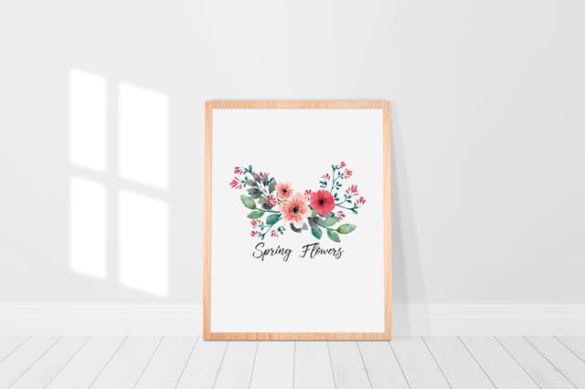 Frame with Poster Mockup on the White Floor - Free Free-psd Download | MPB