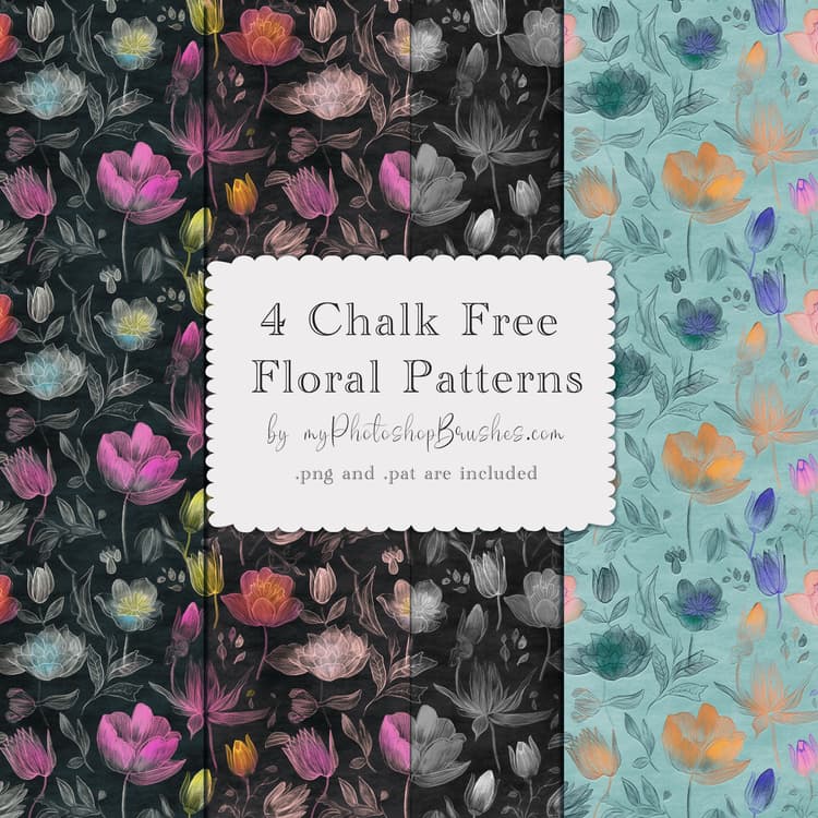 4 Free Chalk Floral Patterns - Free PAT Download | MPB