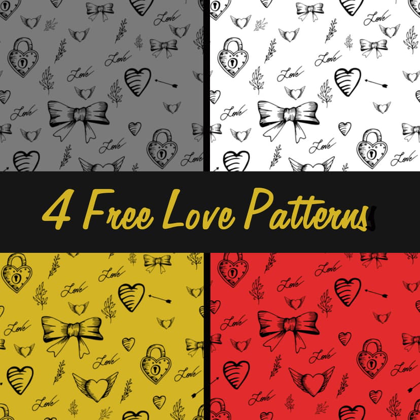 4 Free Love Patterns - Free PAT Download | MyPhotoshopBrushes